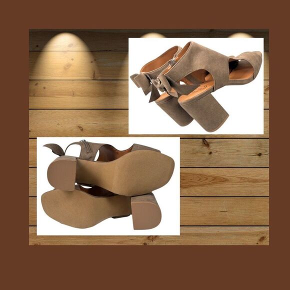 DOLCE Mojo Moxy Women's 8M Open Toe Faux Suede Sandals Bow Tie Ankle Brown EUC+ - Picture 5 of 7